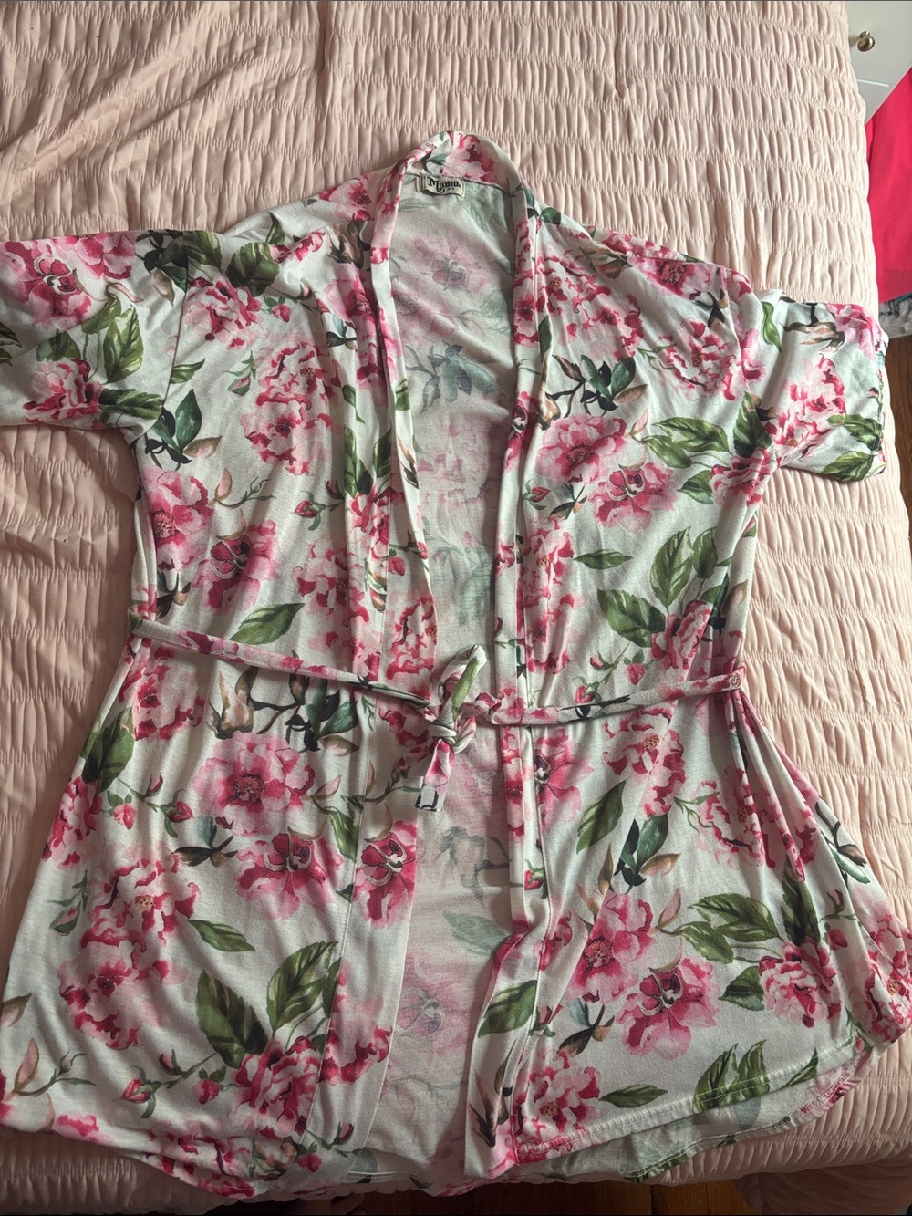 Show Me Your MuMu Pink and Green Floral Kimono Robe
